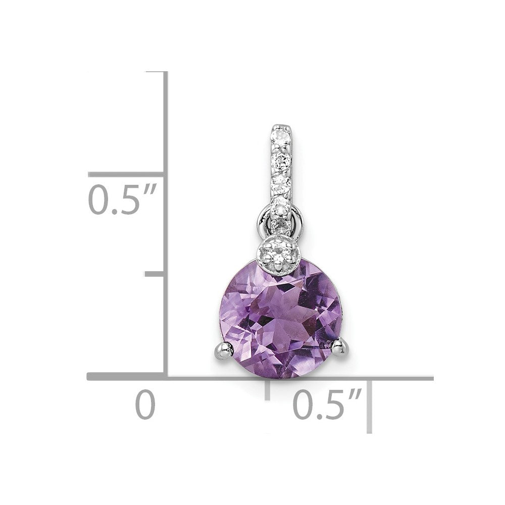 FJC Finejewelers 925 Sterling Silver Circle Amethyst and White Topaz Charm 16 x 8 mm