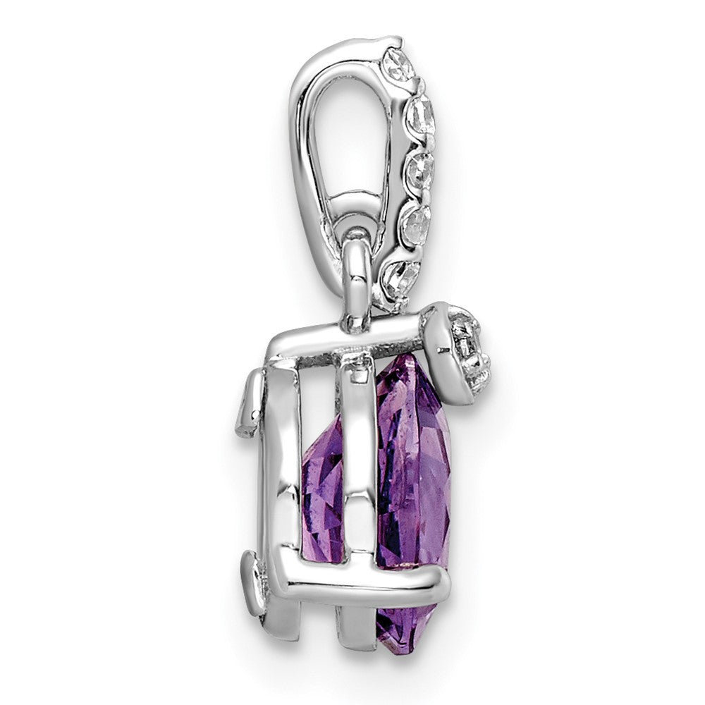 FJC Finejewelers 925 Sterling Silver Circle Amethyst and White Topaz Charm 16 x 8 mm