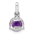 FJC Finejewelers 925 Sterling Silver Circle Amethyst and White Topaz Charm 16 x 8 mm