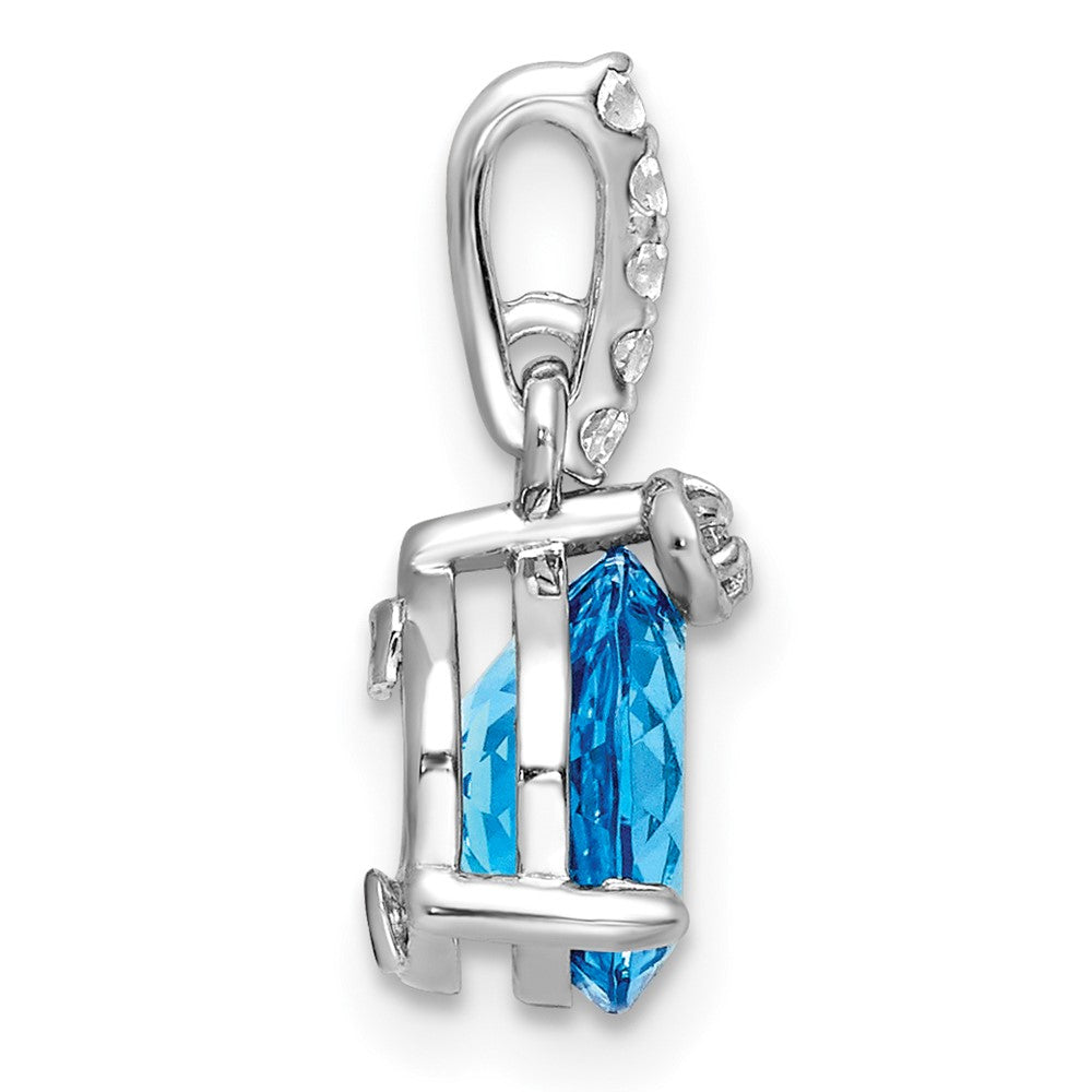 FJC Finejewelers 925 Sterling Silver Rhodium Plated Circle Swiss Blue Topaz/White Topaz Charm 16 x 8 mm