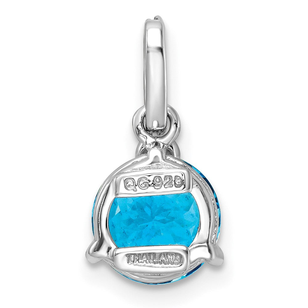 FJC Finejewelers 925 Sterling Silver Rhodium Plated Circle Swiss Blue Topaz/White Topaz Charm 16 x 8 mm