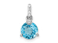 FJC Finejewelers 925 Sterling Silver Rhodium Plated Circle Swiss Blue Topaz/White Topaz Charm 16 x 8 mm