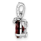 FJC Finejewelers 925 Sterling Silver Circle Garnet  and White Topaz Charm 16 x 8 mm
