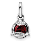 FJC Finejewelers 925 Sterling Silver Circle Garnet  and White Topaz Charm 16 x 8 mm