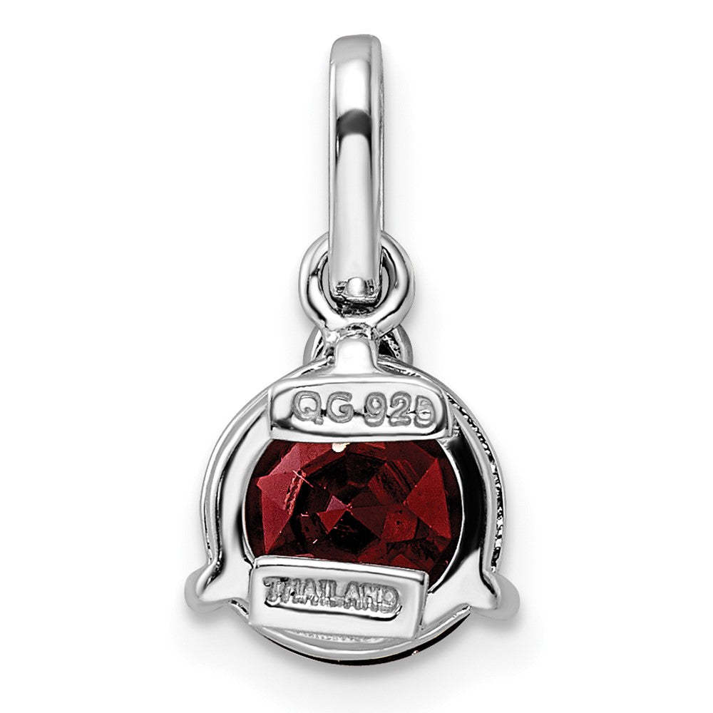 FJC Finejewelers 925 Sterling Silver Circle Garnet  and White Topaz Charm 16 x 8 mm