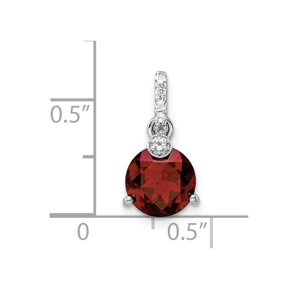 FJC Finejewelers 925 Sterling Silver Circle Garnet  and White Topaz Charm 16 x 8 mm