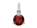 FJC Finejewelers 925 Sterling Silver Circle Garnet  and White Topaz Charm 16 x 8 mm