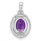 FJC Finejewelers 925 Sterling Silver Oval Amethyst White Topaz Charm 18 x 10 mm