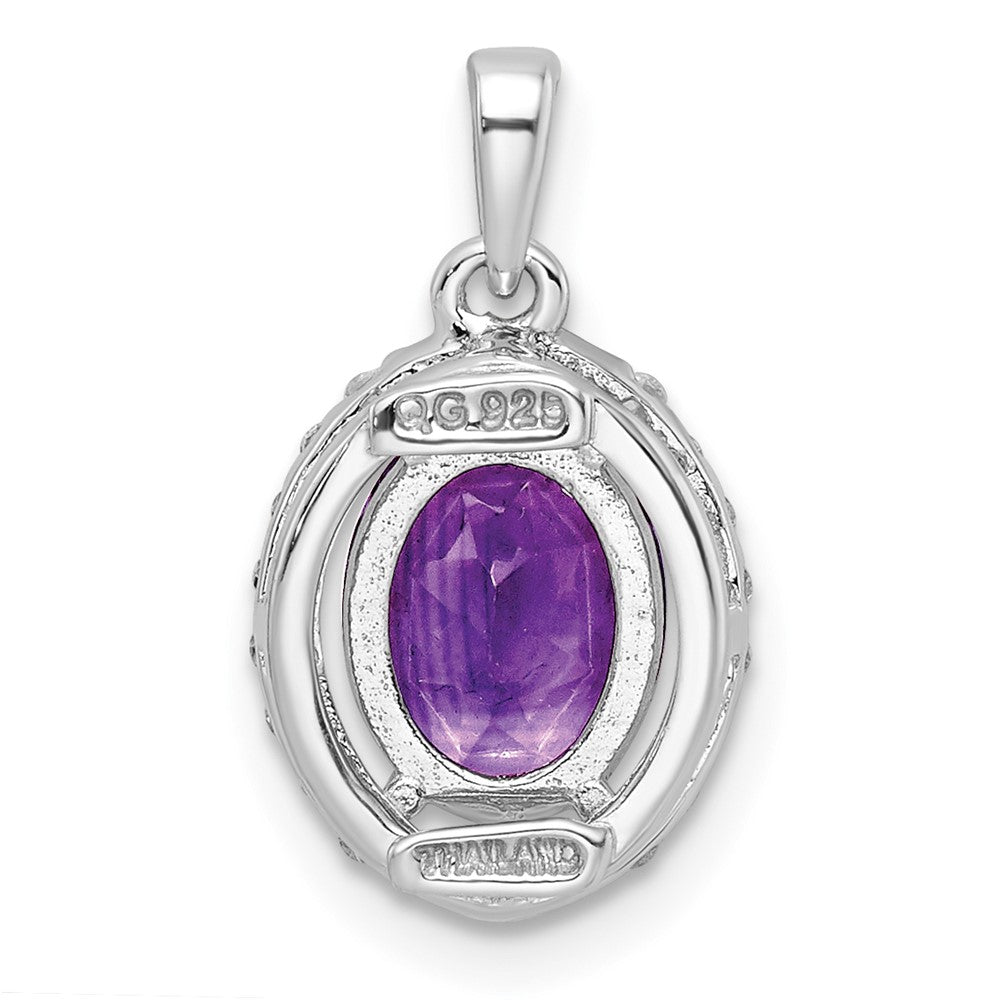 FJC Finejewelers 925 Sterling Silver Oval Amethyst White Topaz Charm 18 x 10 mm