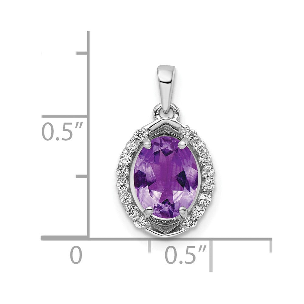 FJC Finejewelers 925 Sterling Silver Oval Amethyst White Topaz Charm 18 x 10 mm