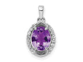 FJC Finejewelers 925 Sterling Silver Oval Amethyst White Topaz Charm 18 x 10 mm