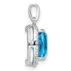 FJC Finejewelers 925 Sterling Silver Rhodium Plated Oval Swiss Blue Topaz White Topaz Charm 18 x 10 mm