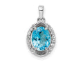 FJC Finejewelers 925 Sterling Silver Rhodium Plated Oval Swiss Blue Topaz White Topaz Charm 18 x 10 mm