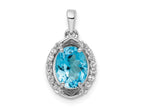 FJC Finejewelers 925 Sterling Silver Rhodium Plated Oval Swiss Blue Topaz White Topaz Charm 18 x 10 mm