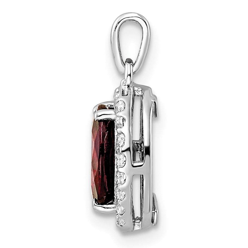 FJC Finejewelers 925 Sterling Silver Rhodium Platedd Oval Garnet and White Topaz Charm 15 x 10 mm