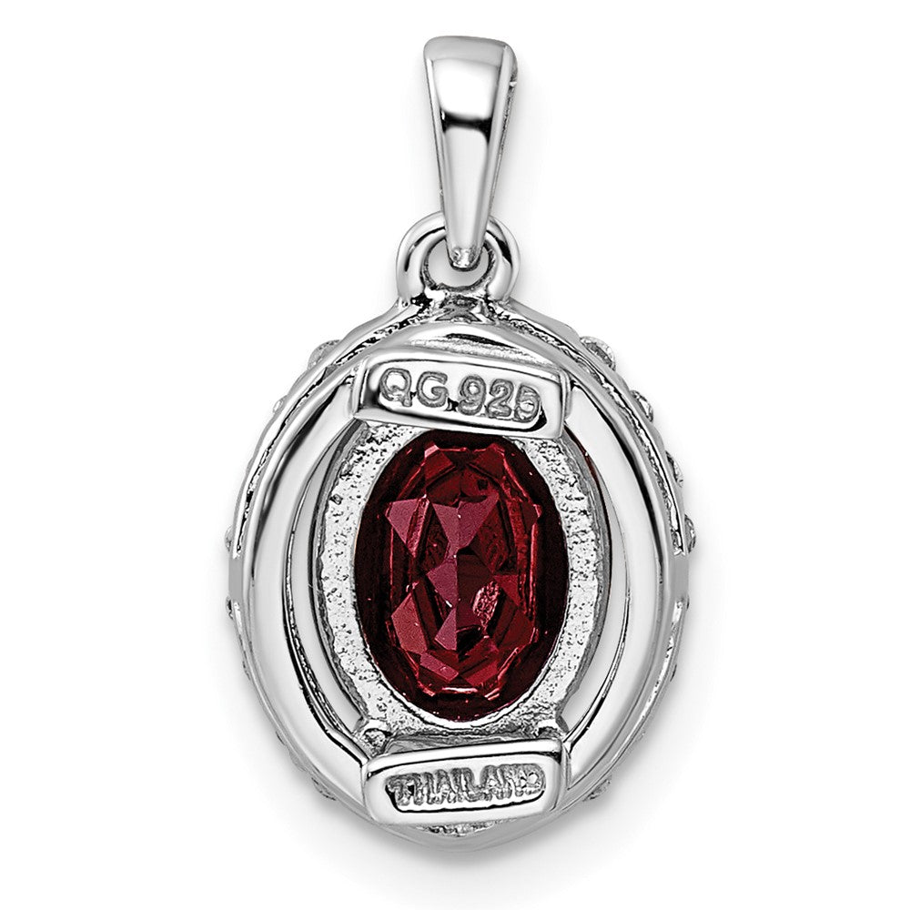 FJC Finejewelers 925 Sterling Silver Rhodium Platedd Oval Garnet and White Topaz Charm 15 x 10 mm