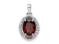 FJC Finejewelers 925 Sterling Silver Rhodium Platedd Oval Garnet and White Topaz Charm 15 x 10 mm