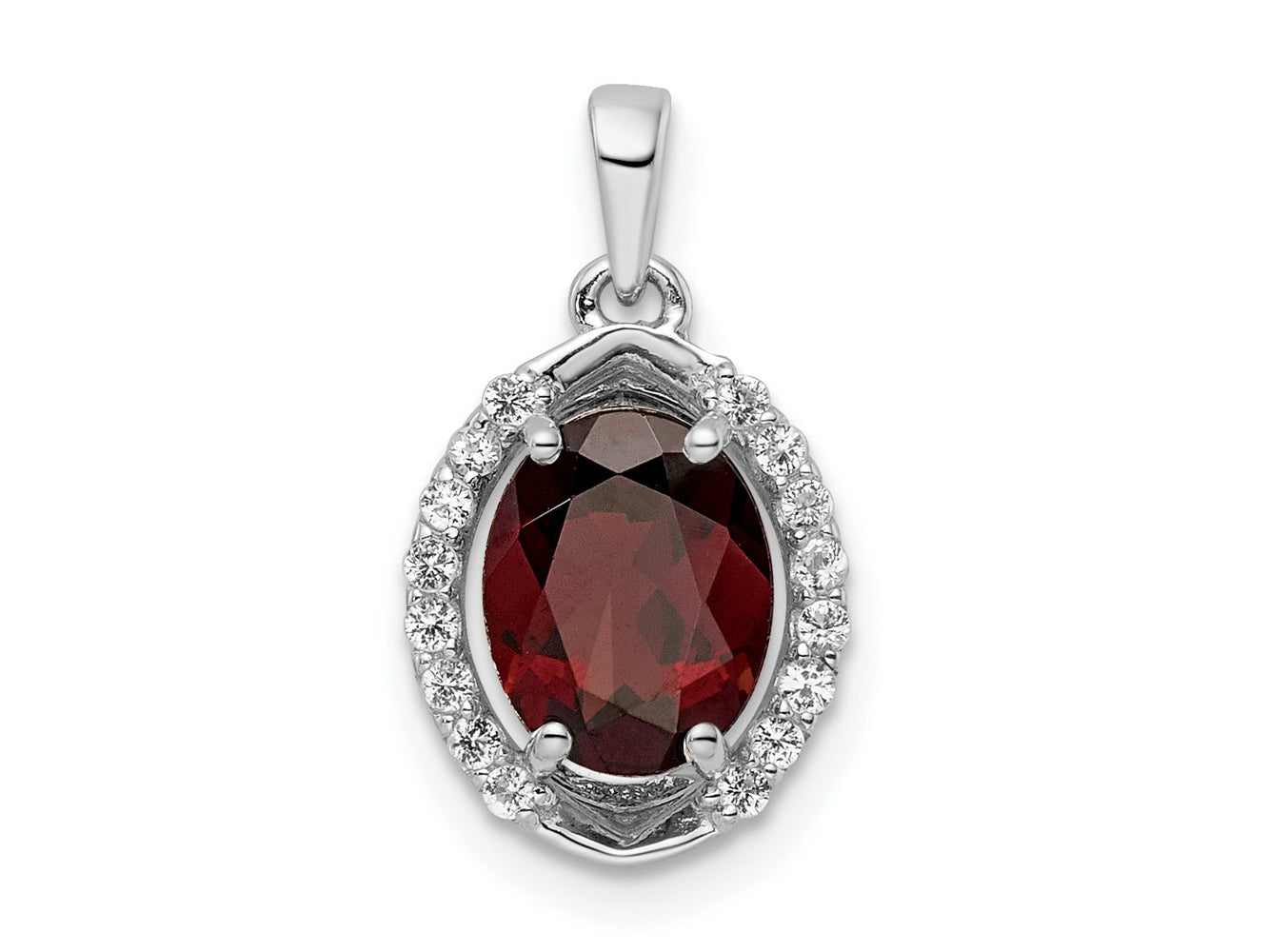 FJC Finejewelers 925 Sterling Silver Rhodium Platedd Oval Garnet and White Topaz Charm 15 x 10 mm