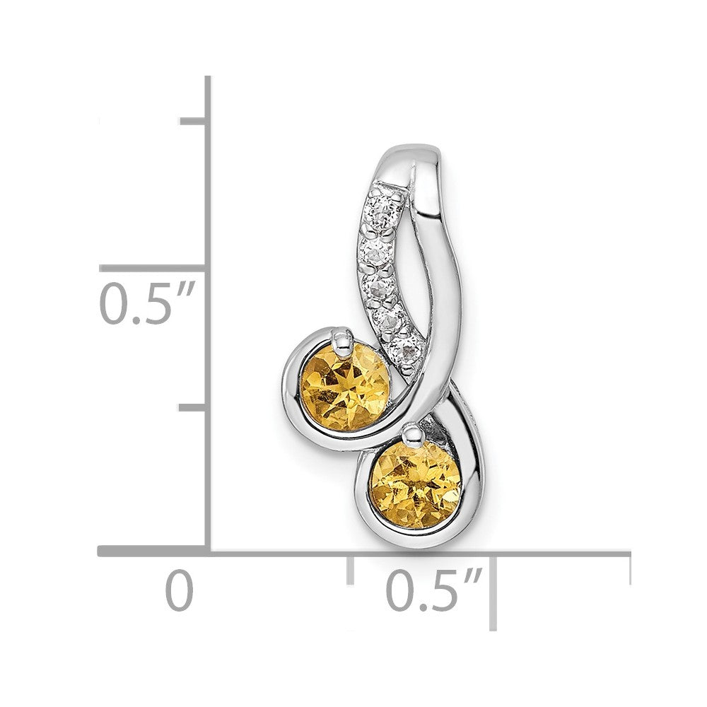 FJC Finejewelers 925 Sterling Silver Double Circle Citrine and White Topaz Charm 18 x 8 mm