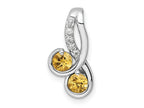 FJC Finejewelers 925 Sterling Silver Double Circle Citrine and White Topaz Charm 18 x 8 mm