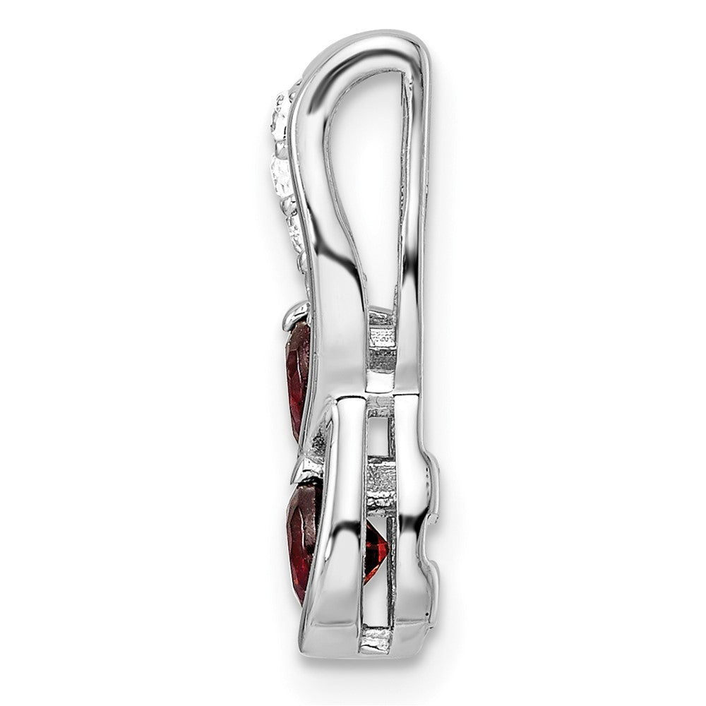FJC Finejewelers 925 Sterling Silver Double Circle Garnet and White Topaz Charm 18 x 8 mm