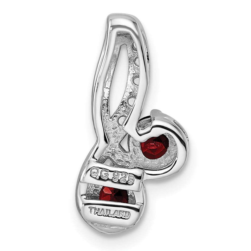 FJC Finejewelers 925 Sterling Silver Double Circle Garnet and White Topaz Charm 18 x 8 mm