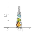 FJC Finejewelers 925 Sterling Silver Peridot Citrine Blue and White Topaz 3-Stone Charm 20 x 5 mm