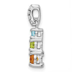 FJC Finejewelers 925 Sterling Silver Peridot Citrine Blue and White Topaz 3-Stone Charm 20 x 5 mm