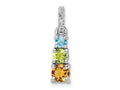 FJC Finejewelers 925 Sterling Silver Peridot Citrine Blue and White Topaz 3-Stone Charm 20 x 5 mm