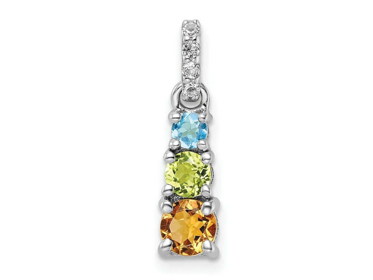 FJC Finejewelers 925 Sterling Silver Peridot Citrine Blue and White Topaz 3-Stone Charm 20 x 5 mm
