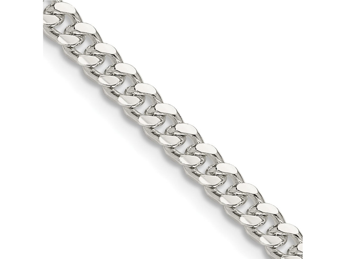 FJC Finejewelers 925 Sterling Silver Domed with Side Bright Cut Curb Chain 24 Inches x 4 mm