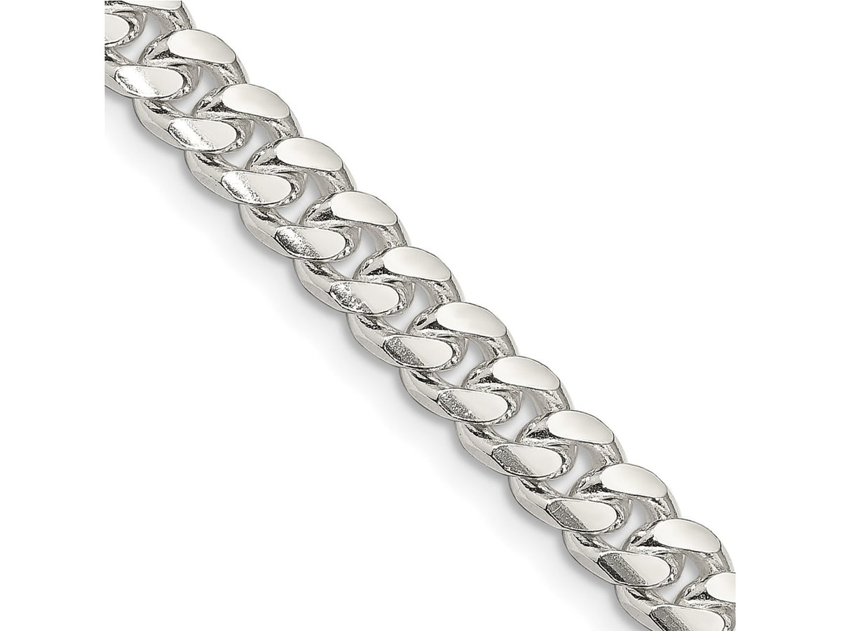 FJC Finejewelers 925 Sterling Silver Domed with Side Bright Cut Curb Chain 20 Inches x 7 mm