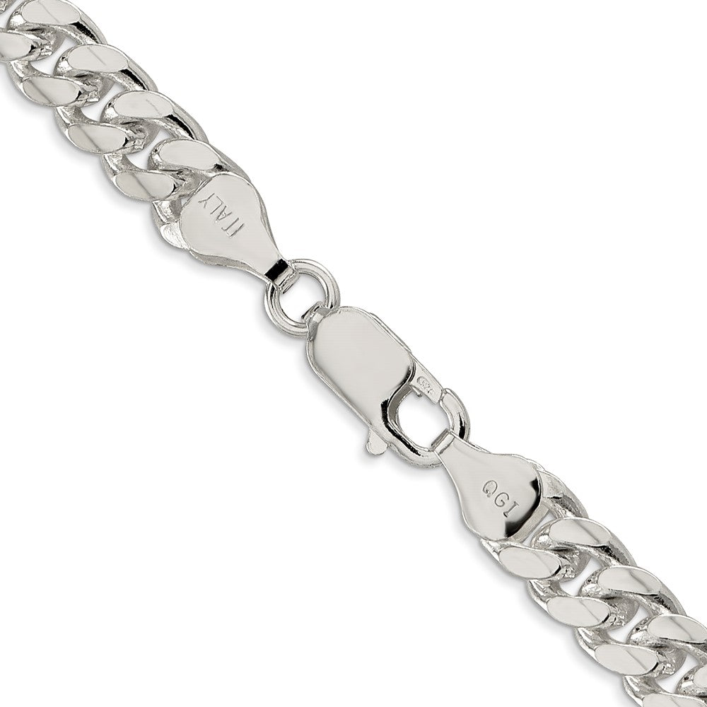 FJC Finejewelers 925 Sterling Silver Domed with Side Bright Cut Curb Chain 24 Inches x 7 mm