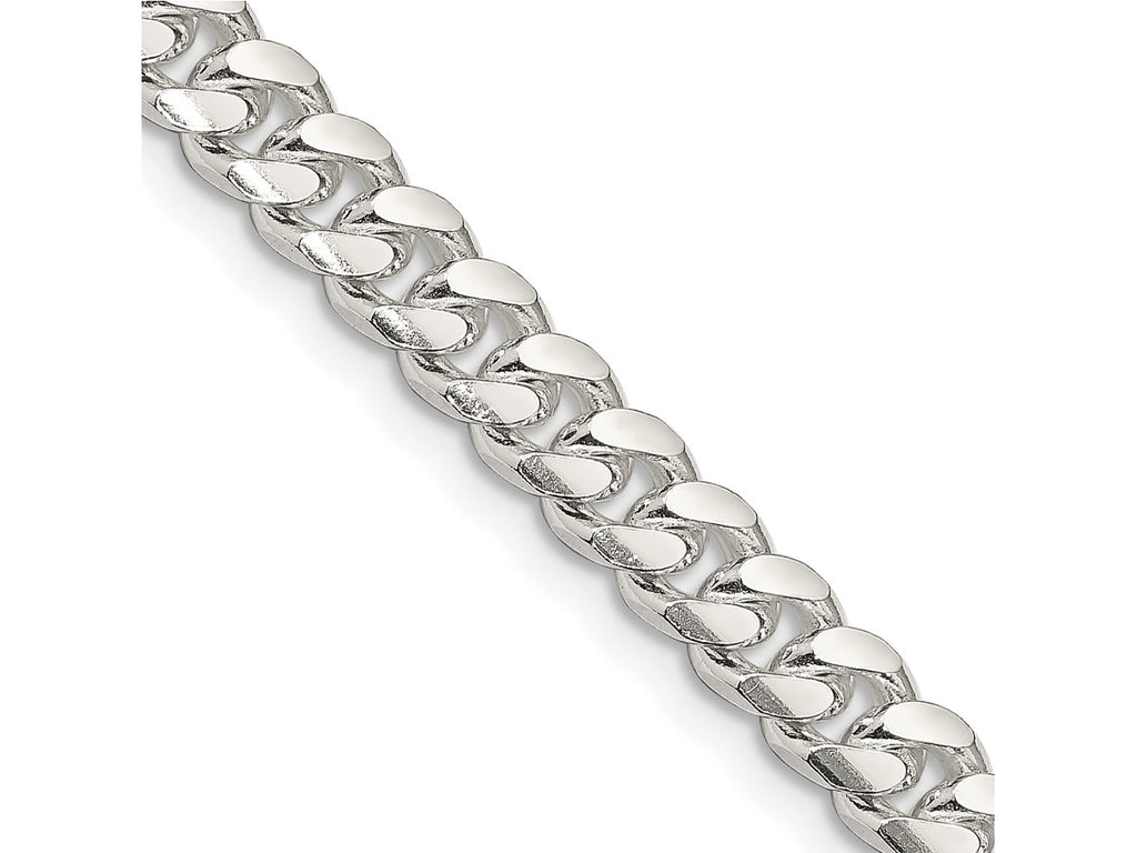 FJC Finejewelers 925 Sterling Silver Domed with Side Bright Cut Curb Chain 24 Inches x 7 mm