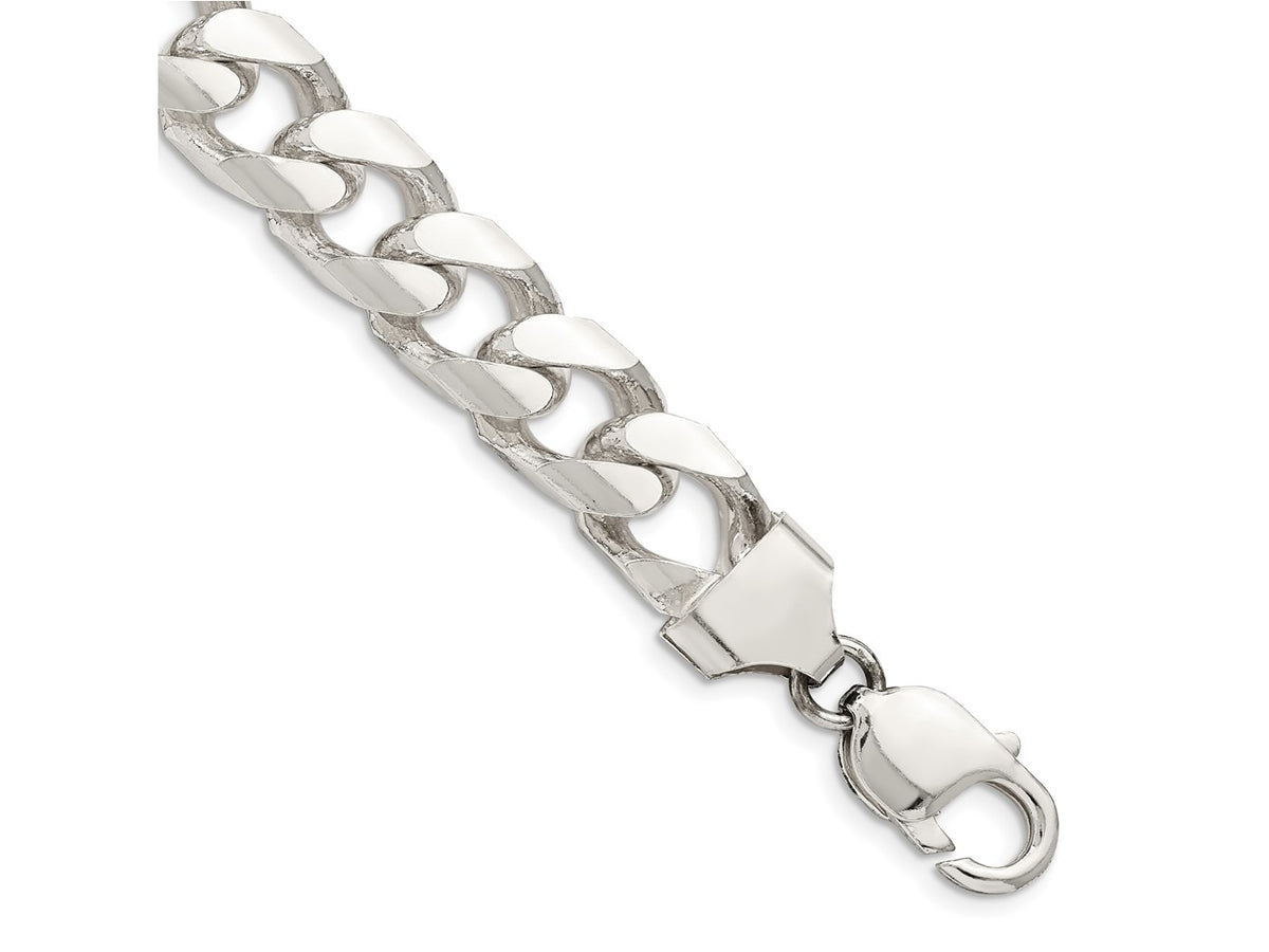 FJC Finejewelers 925 Sterling Silver Domed with Side Bright Cut Curb Chain Bracelet 10 Inches x 11 mm