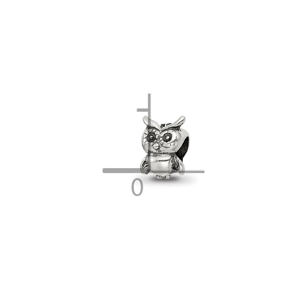 Reflections 925 Sterling Silver Owl Bead 8 x 6 mm