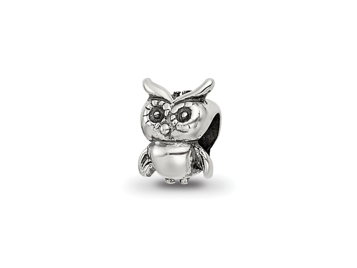 Reflections 925 Sterling Silver Owl Bead 8 x 6 mm