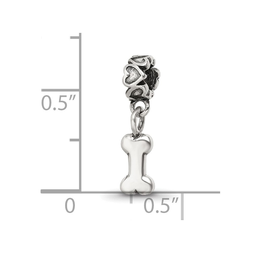 Reflections 925 Sterling Silver Dog Bone Dangle Bead 17 x 4 mm