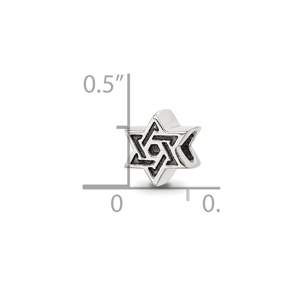 Reflections 925 Sterling Silver Kids Star of David Bead 7 x 7 mm.