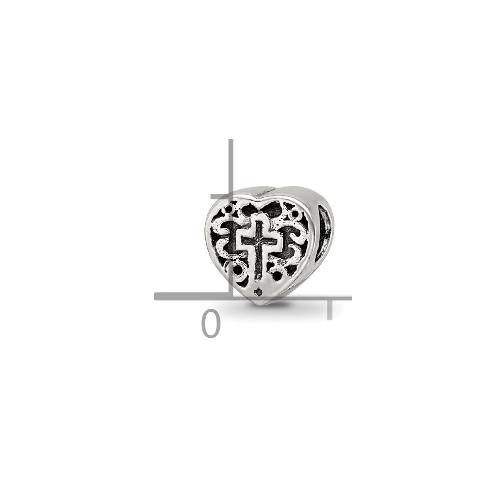 Reflections 925 Sterling Silver Kids Heart with Cross and Scroll Bead 6 x 6 mm.
