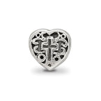 Reflections 925 Sterling Silver Kids Heart with Cross and Scroll Bead 6 x 6 mm.