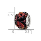 Reflections 925 Sterling Silver Orange Dichroic Glass Bead 11 x 11 mm.