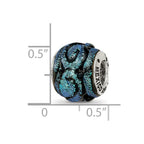Reflections 925 Sterling Silver Blue Dichroic Glass Bead 11 x 11 mm.