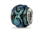 Reflections 925 Sterling Silver Blue Dichroic Glass Bead 11 x 11 mm.