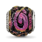 Reflections 925 Sterling Silver Purple Dichroic Glass Bead 11 x 11 mm.