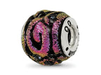 Reflections 925 Sterling Silver Purple Dichroic Glass Bead 11 x 11 mm.