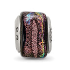 Reflections 925 Sterling Silver Purple Square Dichroic Glass Bead 11 x 9 mm.