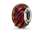 Reflections 925 Sterling Silver Orange Swirl Dichroic Glass Bead 14 x 10 mm.