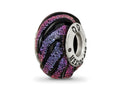 Reflections 925 Sterling Silver Purple Swirl Dichroic Glass Bead 14 x 10 mm.