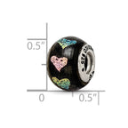 Reflections 925 Sterling Silver Pink/Purple Hearts Dichroic Glass Bead 12 x 9 mm.